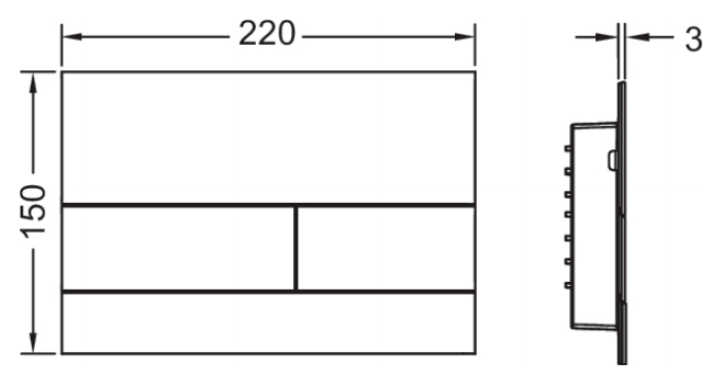 TECEsquare II. Панель смыва с двумя клавишами металлическая 9240830 