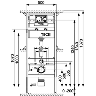Застенный модуль (h=1340)  для установки подвесного унитаза Keramag Espital TECE 9300066